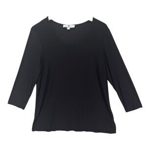Jean-Pierre Klifa Top Womens Black Long Sleeve Scoop Neck Pullover Size L